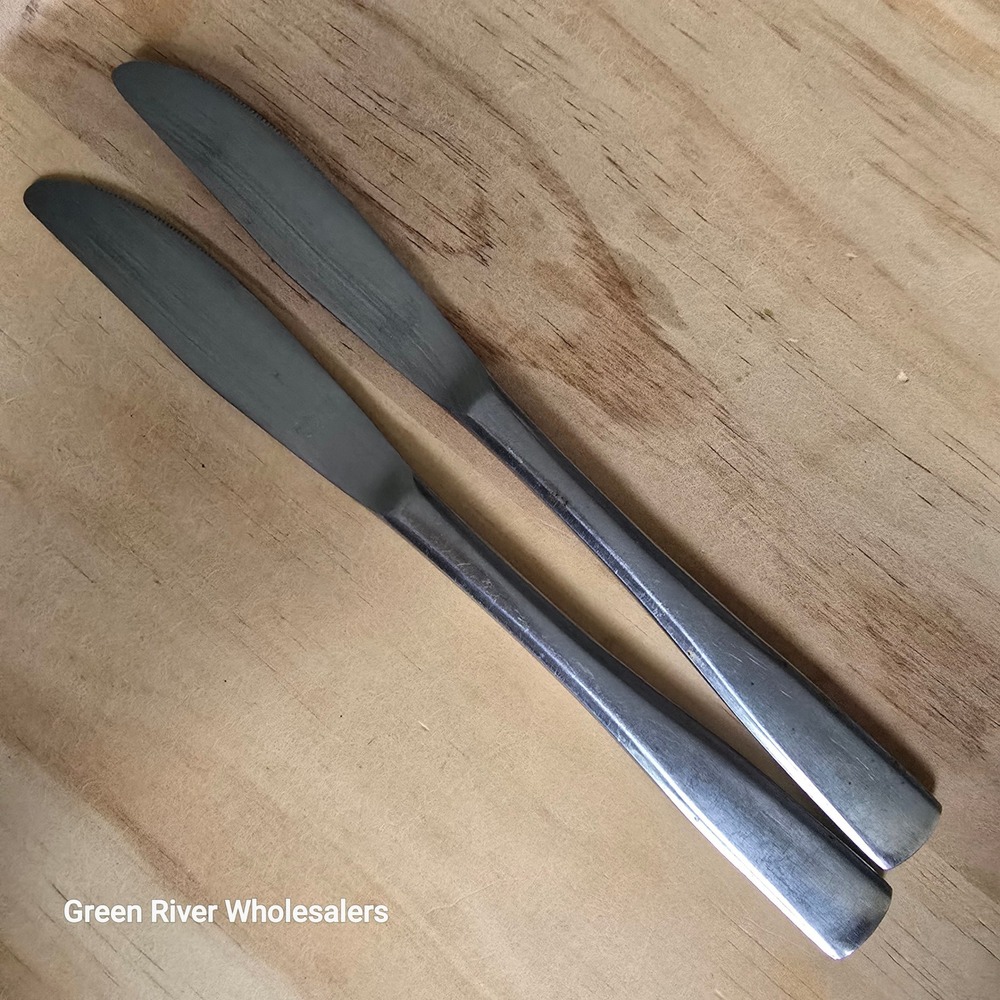 Relicraft Stainless Japan Dinner Knives Set of 2 Serrated Blade Brushed Finish - Picture 1 of 3